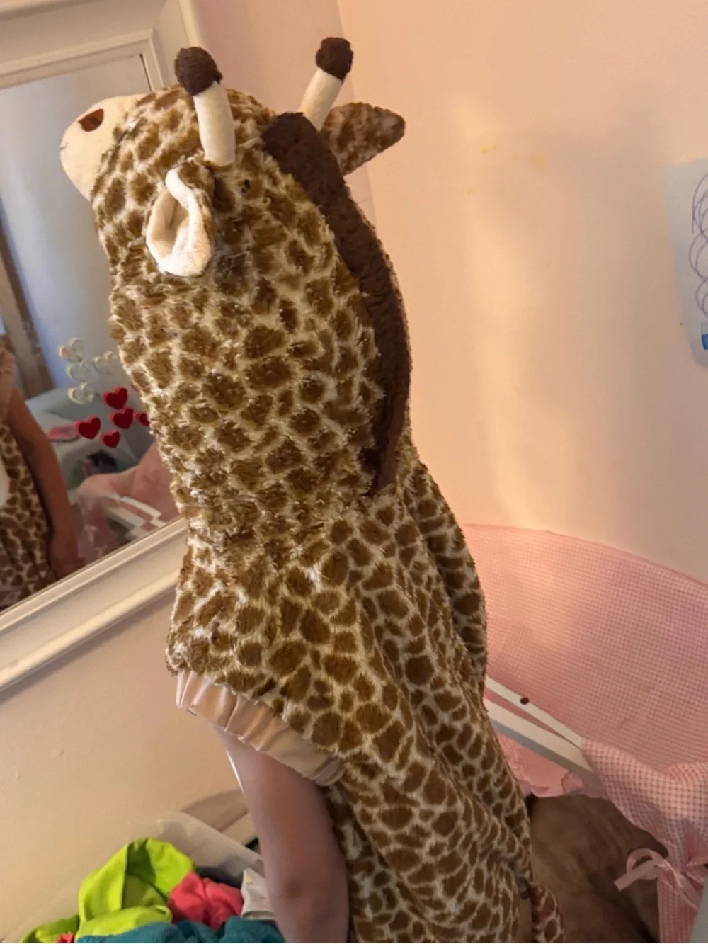 Plush Giraffe Hood for Kids - Brown and Cream